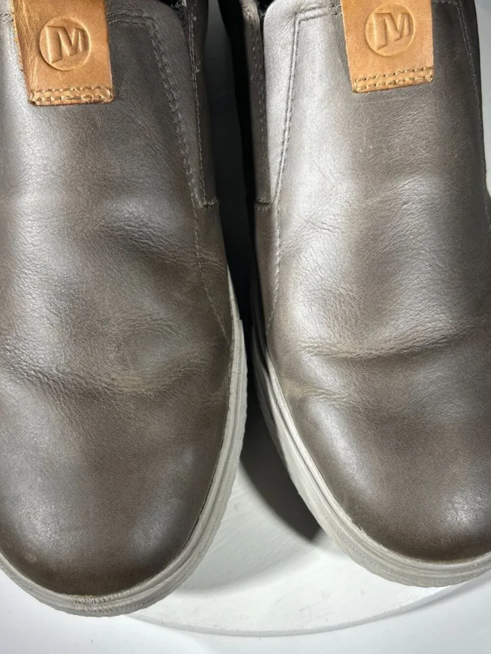 Merrell Mens Leather Shoes Size 12 Gray Casual Slip-On Sneakers Loafers Dress